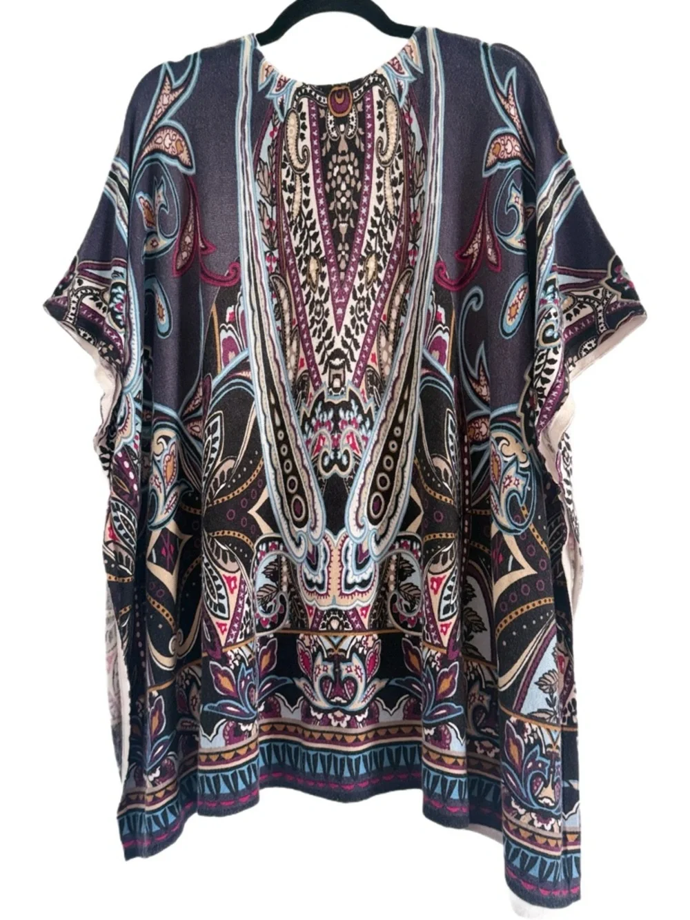 Chico's Multicolor Paisley Print Sweater Poncho Top Small Medium